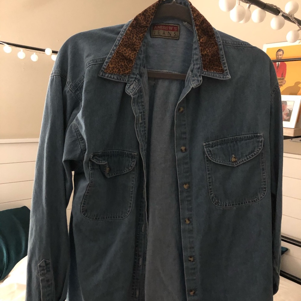 Vintage Cheetah Color Denim Shirt